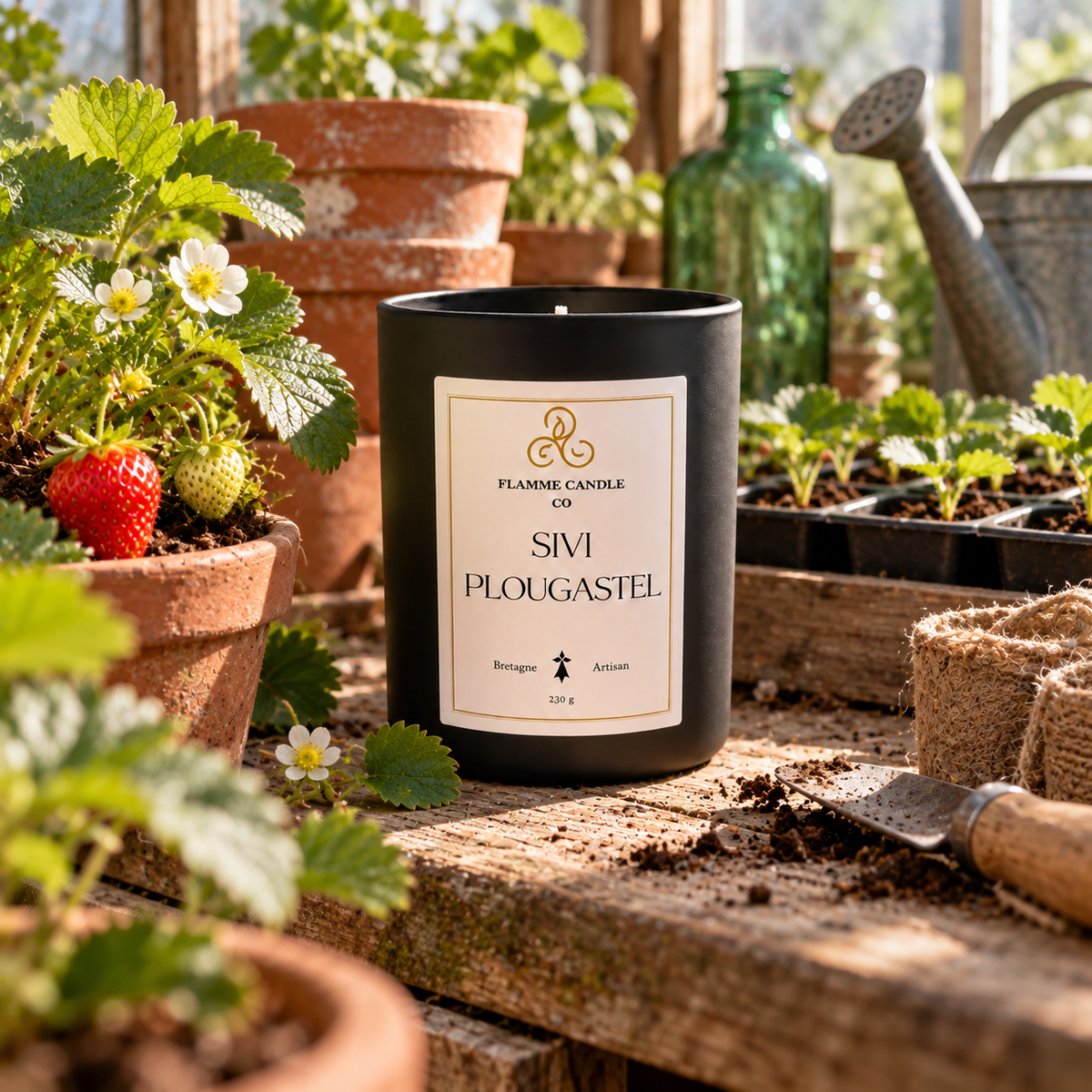 Sivi Plougastel – Strawberry & Rhubarb Coconut Soy Candle, Handmade in Brittany
