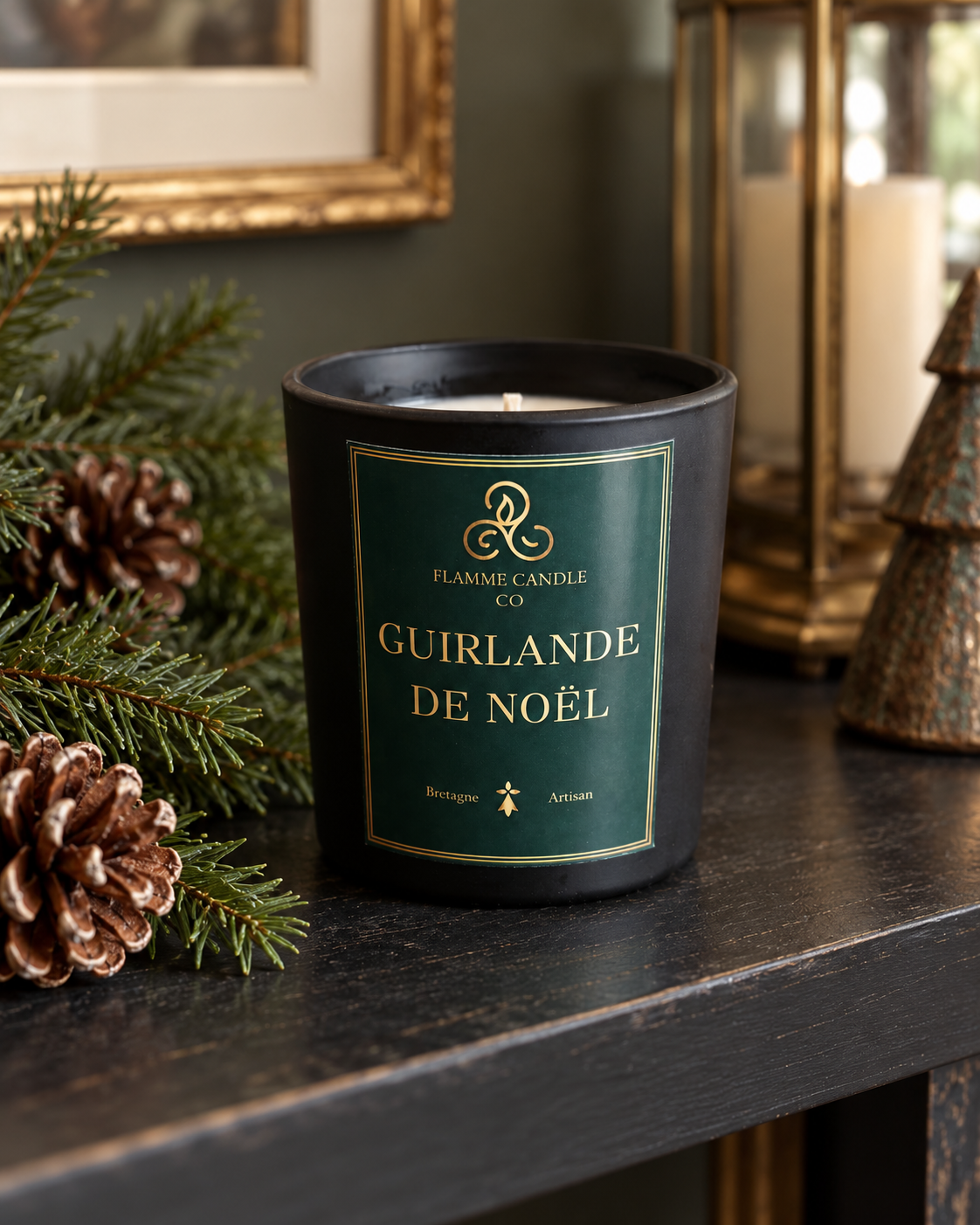 Guirlande de Noël - Bougie coco-soja et fondants de soja parfumés frais et forestiers | Fabriqués en Bretagne