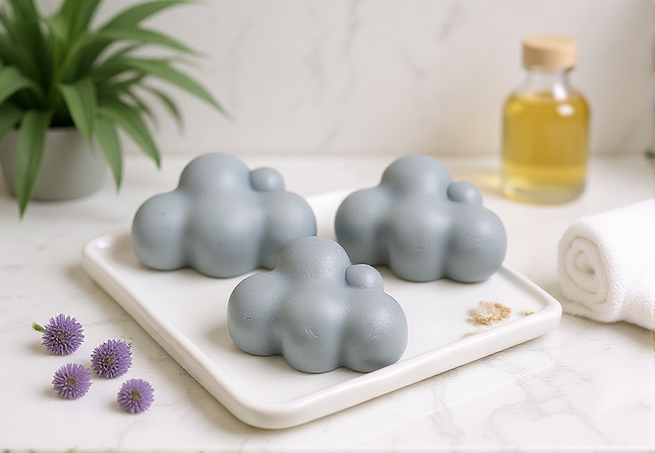 Flamme Candle Co mini wax melts in grey cloud shapes