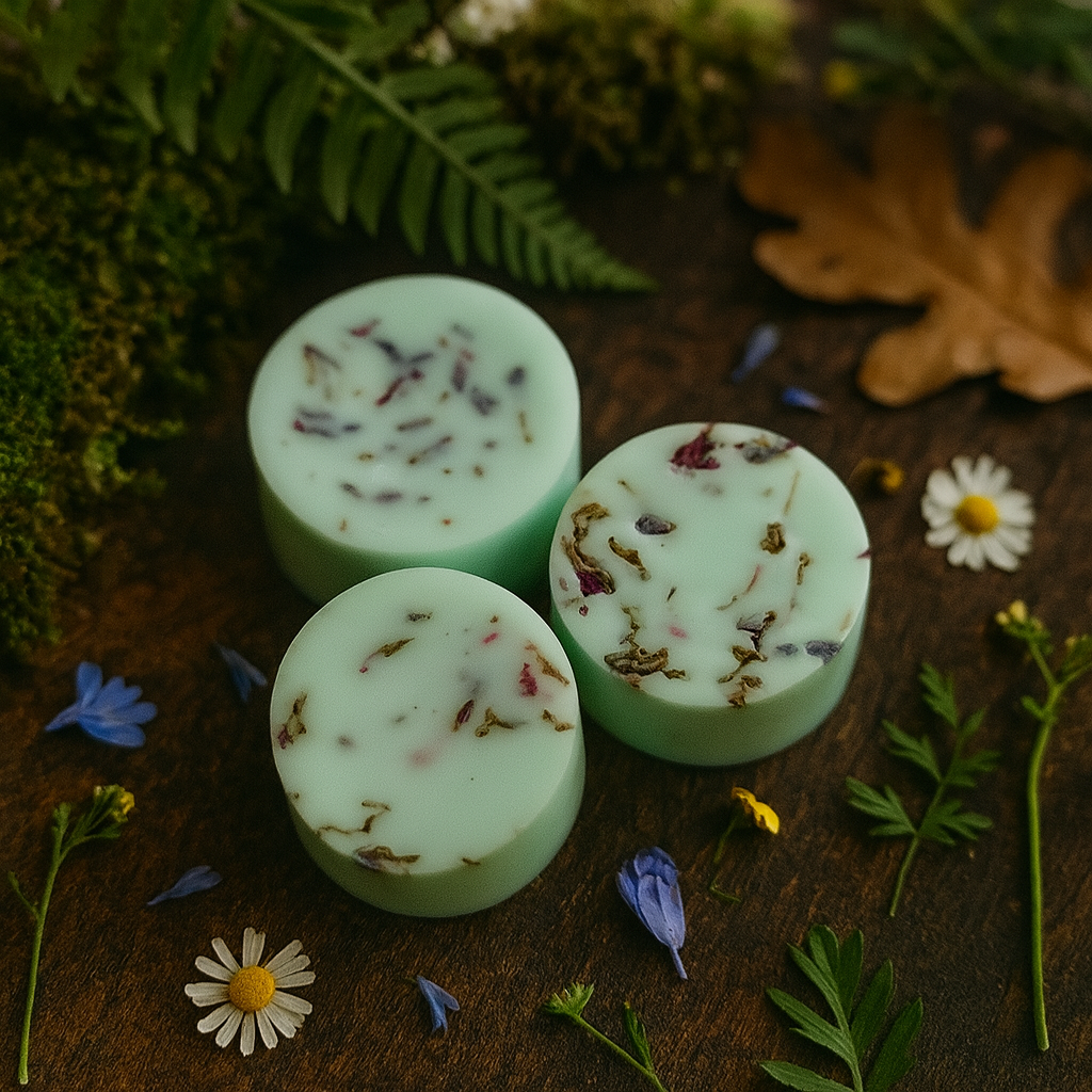 wax melt product: Land of Forests Wax Melts – Hand Poured Wax Tarts With Amber & Vetiver Fragrance, handcrafted and inspired by Brittany.