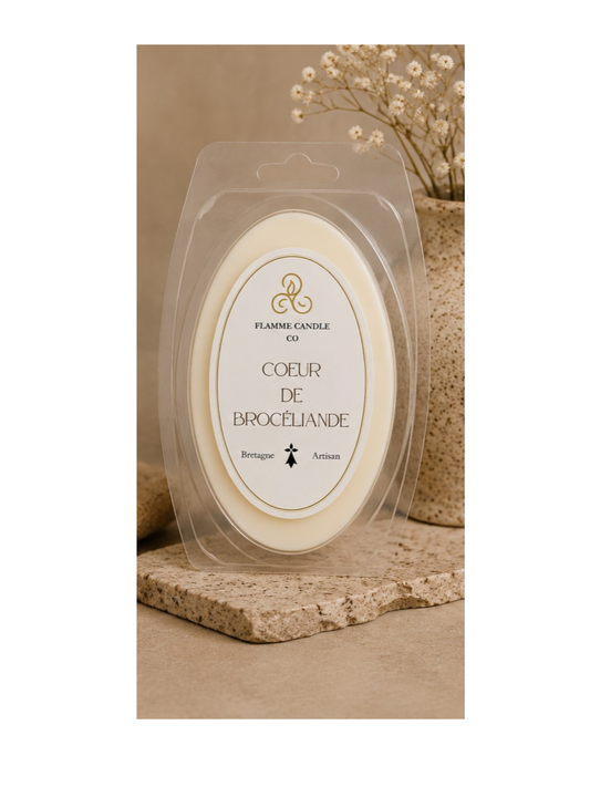 Cœur de Brocéliande – Woody Clamshell Soy Wax Melt 75g – artisan wax melt hand-poured Brittany France