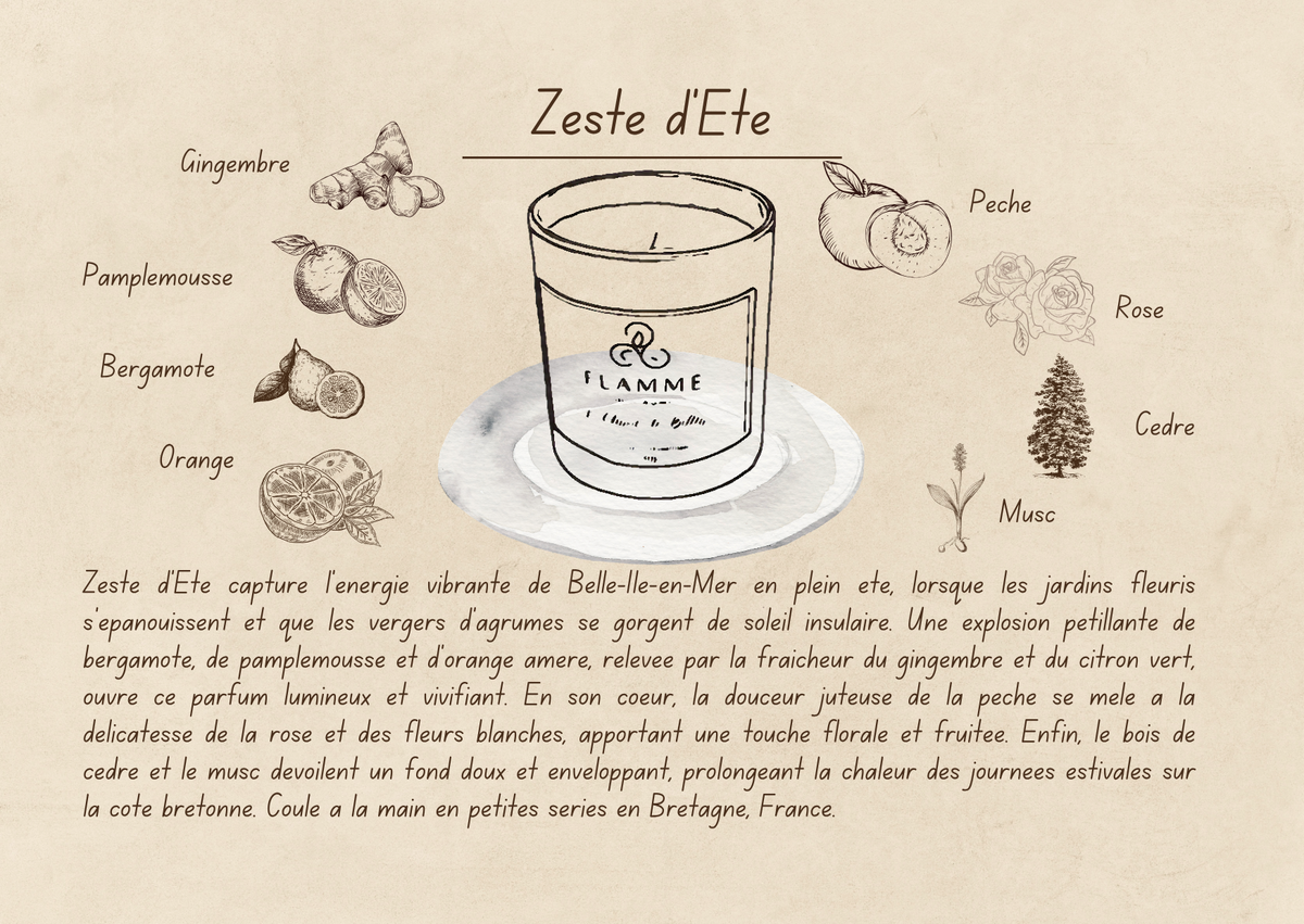 Zeste d'Été – Bergamot & Grapefruit Coconut Soy Candle, Handmade in Brittany