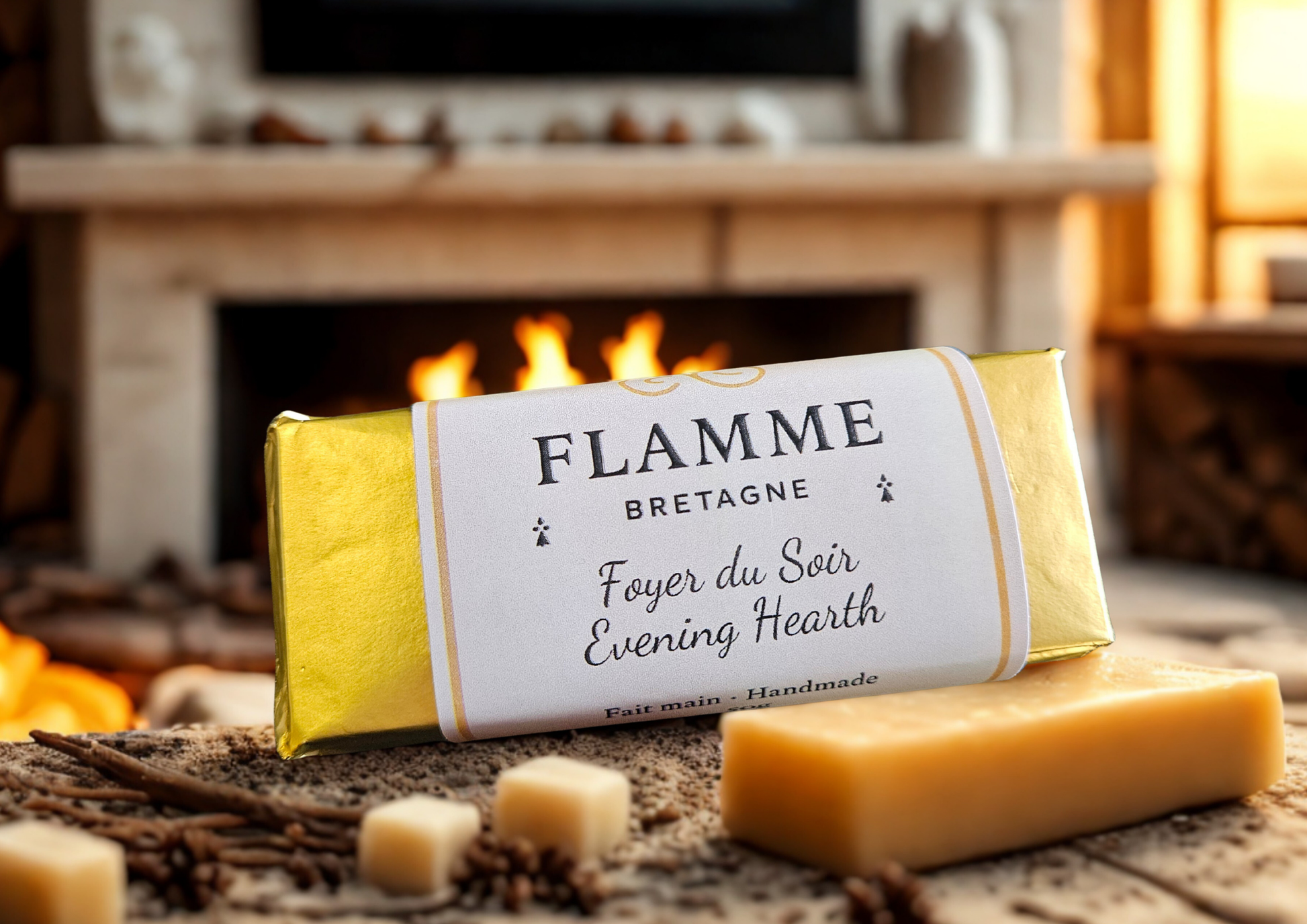 Evening Hearth / Foyer du Soir – Wax Snap Bar — general candle; home fragrance, clean candle, minimal décor, bougie artisanale