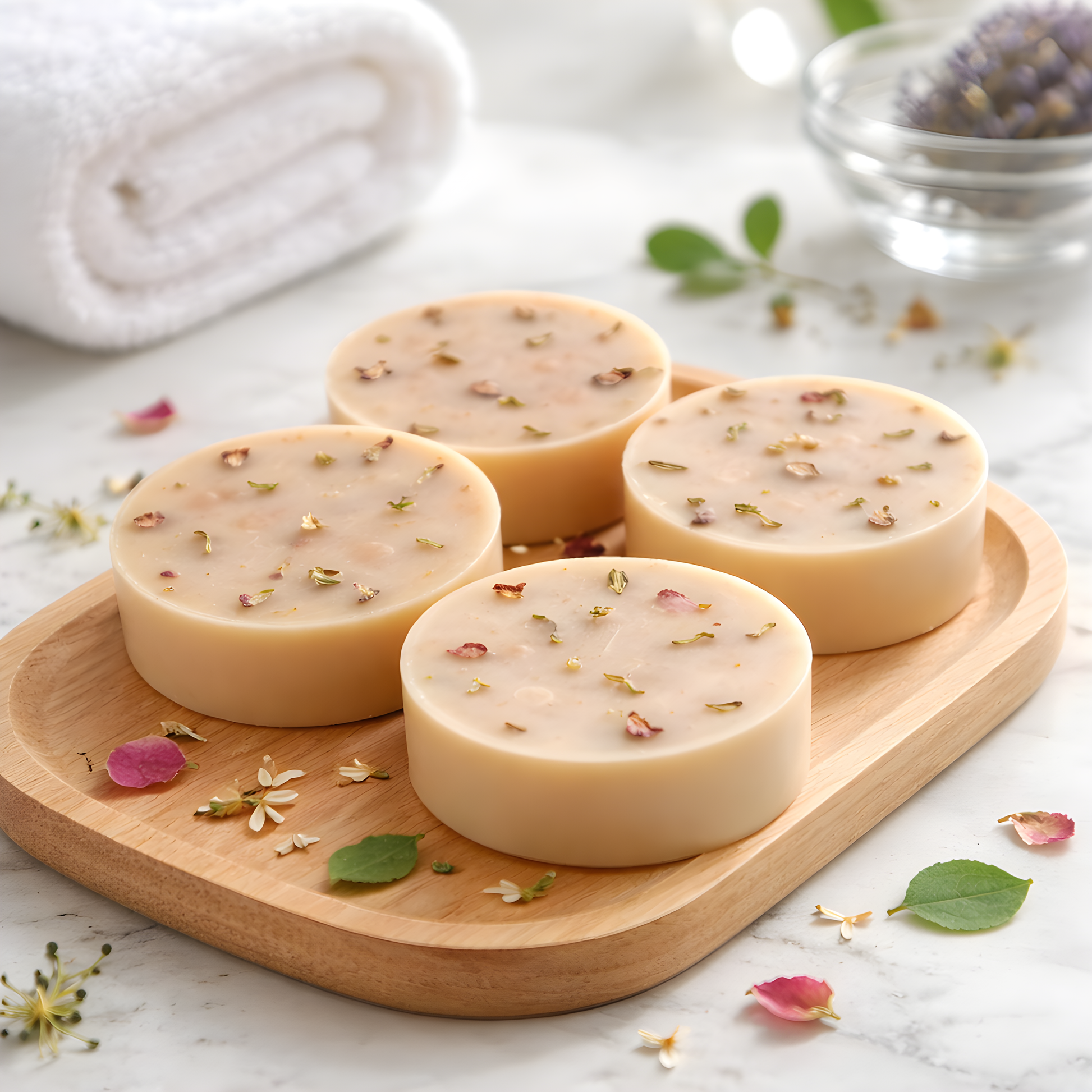 Flamme Candle Co single wax melts in tan with dried flowers