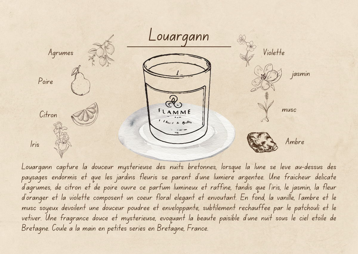 Louargann – Pear & Iris Coconut Soy Candle, Handmade in Brittany