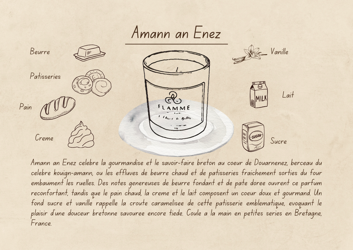 Amann an Enez – Buttery Croissant Coconut Soy Candle, Handmade in Brittany