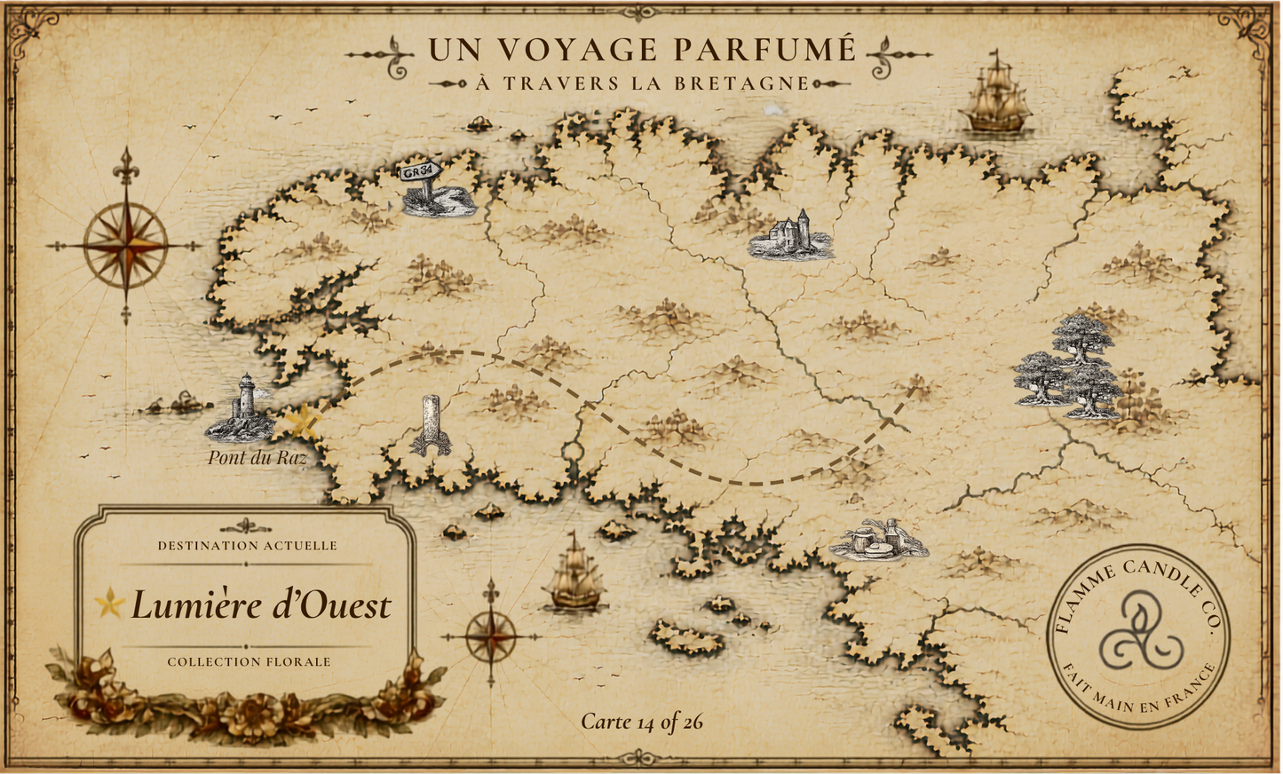 Vintage-style map with decorative elements on a white background