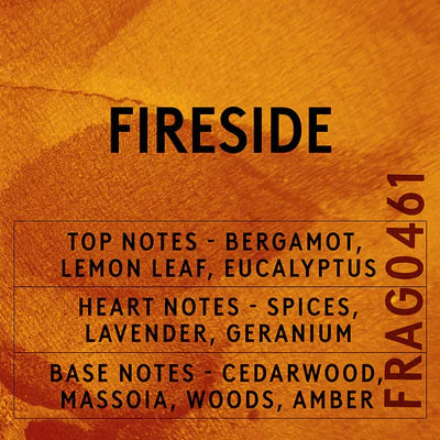 The image is a collage of various scents, including Fireside, Top Notes, Heart Notes, Base Notes, and Fragrance Notes.