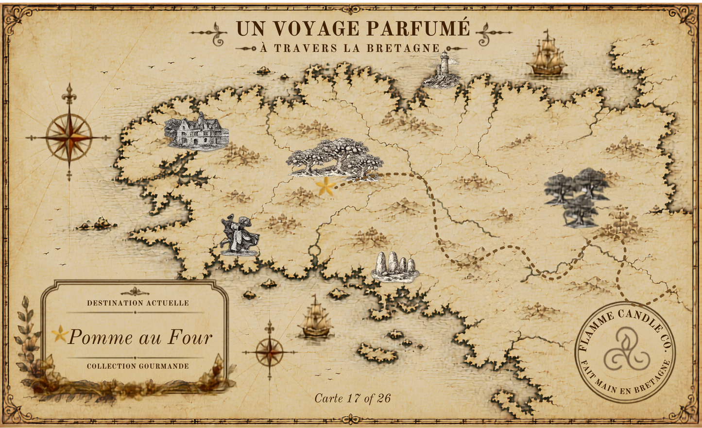 Vintage-style map with decorative elements on a white background