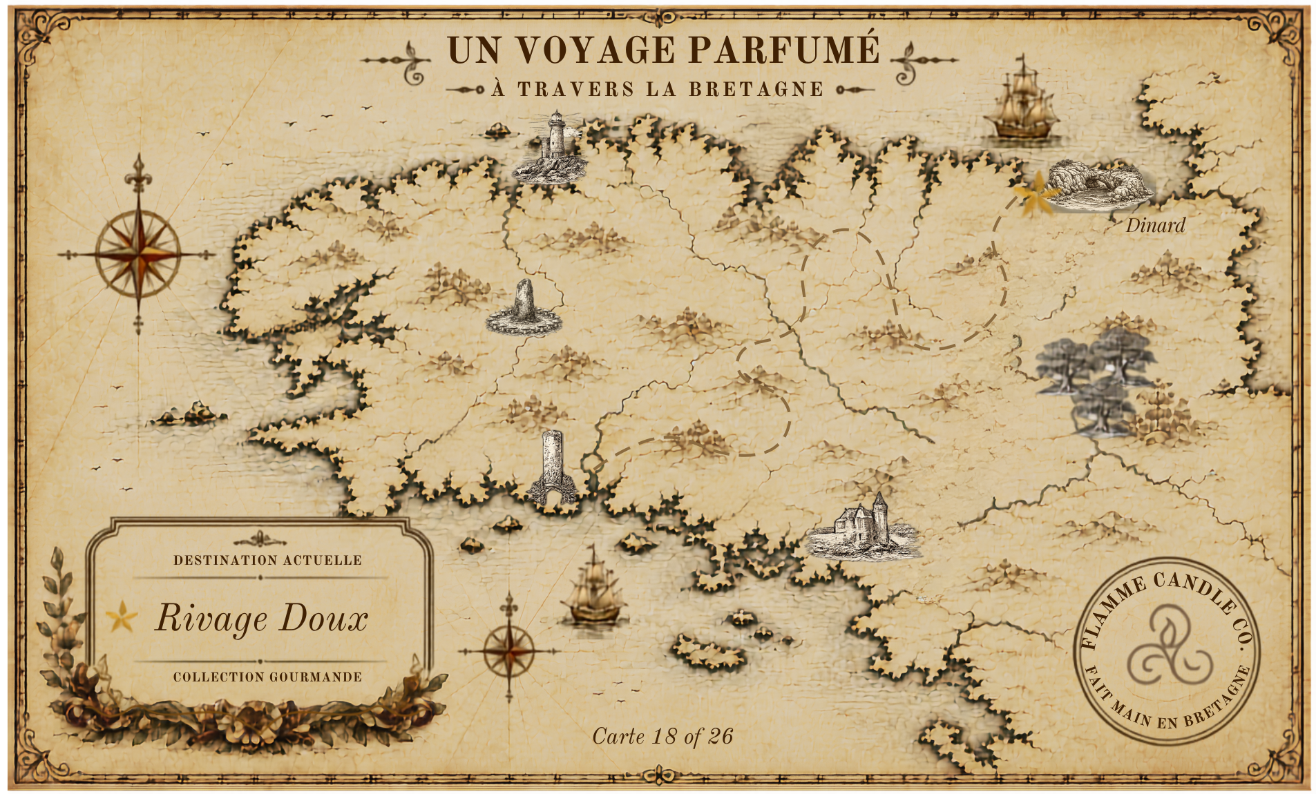Vintage-style map with decorative elements on a beige background