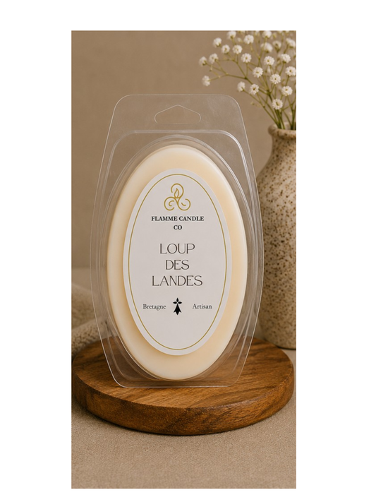 Loup des Landes – Woody Clamshell Soy Wax Melt 75g – artisan wax melt hand-poured Brittany France