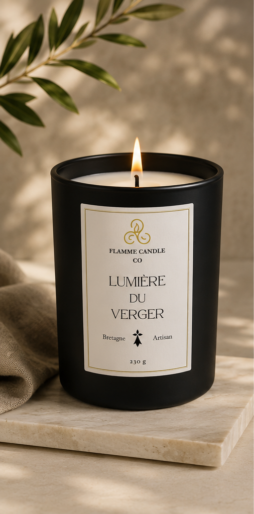 Lumière du Verger – Artisan Floral Coconut Soy Candle – hand-poured soy candle Brittany France