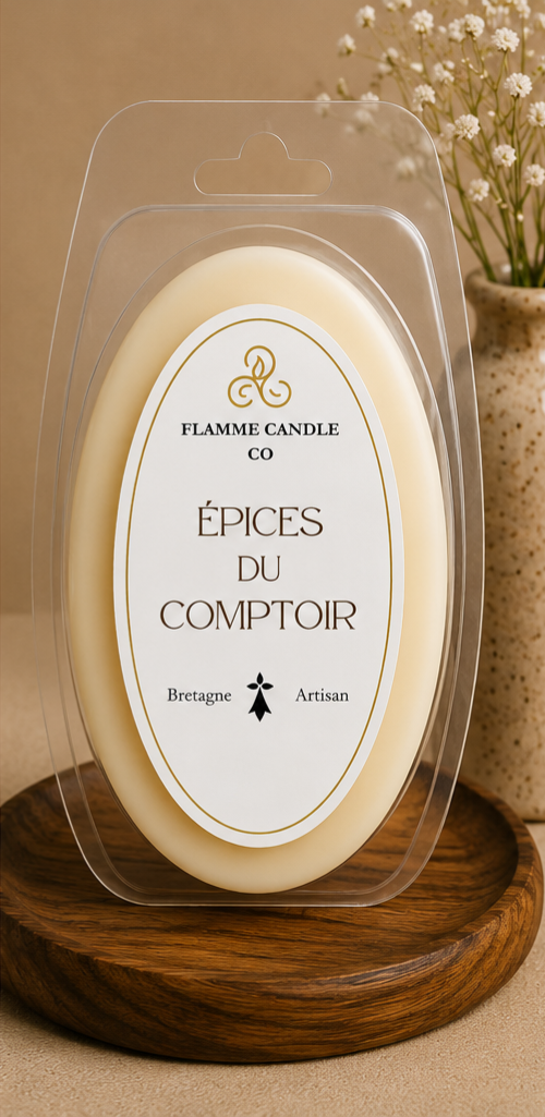 Épices de Comptoir – Woody Clamshell Soy Wax Melt 75g – artisan wax melt hand-poured Brittany France
