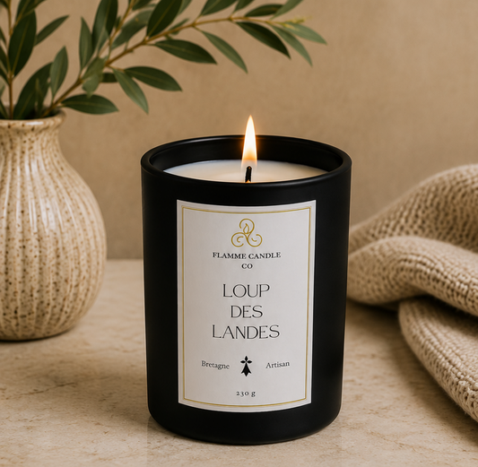 Loup des Landes – Artisan Woody Coconut Soy Candle – hand-poured soy candle Brittany France