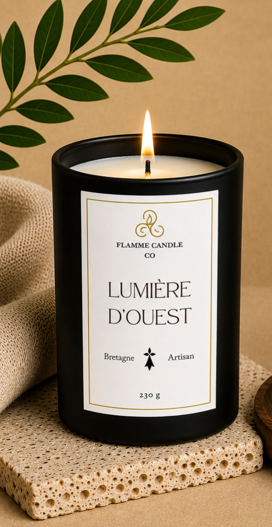 Lumière d'Ouest – Floral Coconut Soy Candle with Wild Lavender & Myrrh – hand-poured soy candle Brittany France