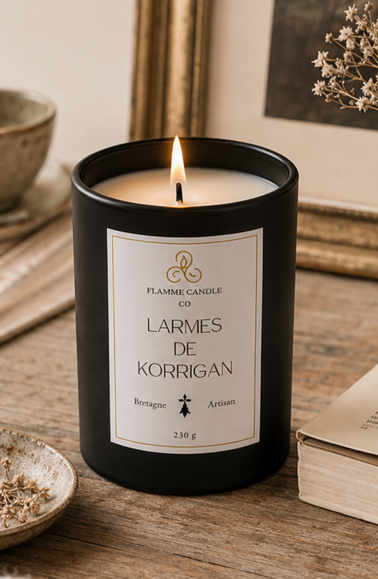 Larmes de Korrigan – Artisan Floral Coconut Soy Candle – hand-poured soy candle Brittany France