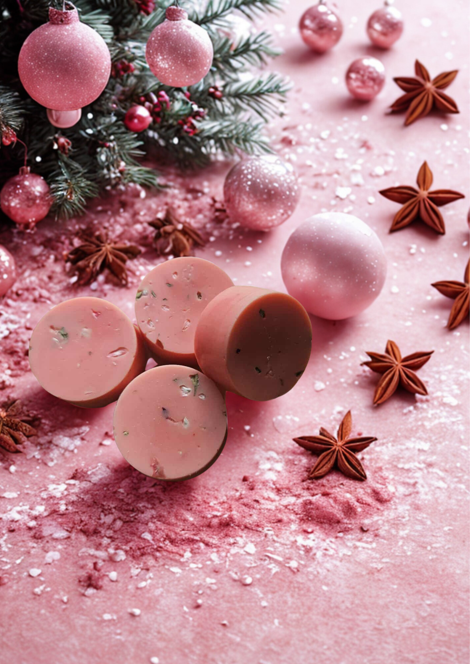 Festive Warmth/Chaleur Festive – Single Round Wax Melt — general candle; home fragrance, clean candle, minimal décor, bougie artisanale