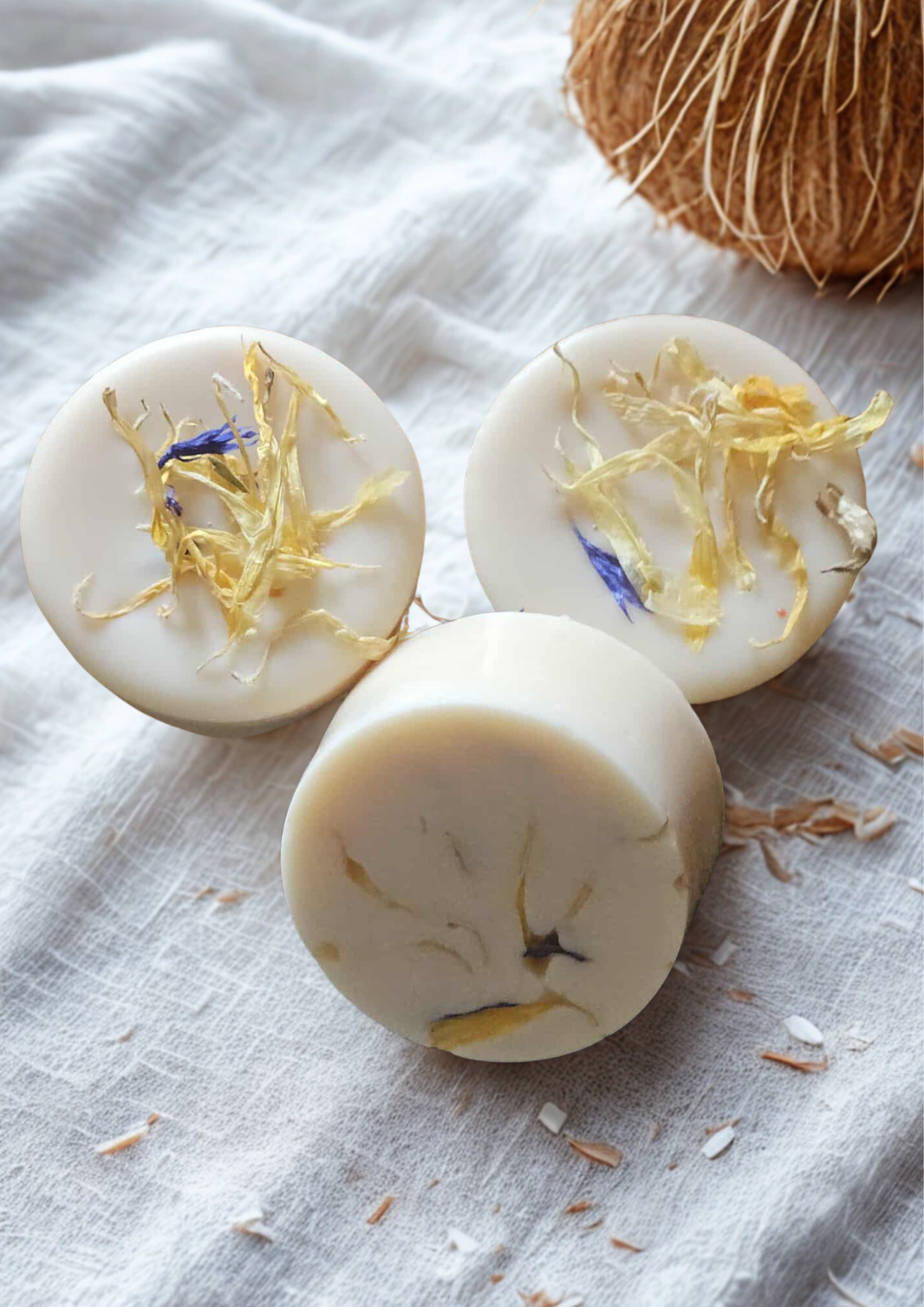 Coconut Praline / Coco Praliné – Single Round Wax Melt — gourmand candle; gourmand candle, candy cane, vanilla, caramel, sweet candle, bougie gourmande, canne de bonbon, vanille