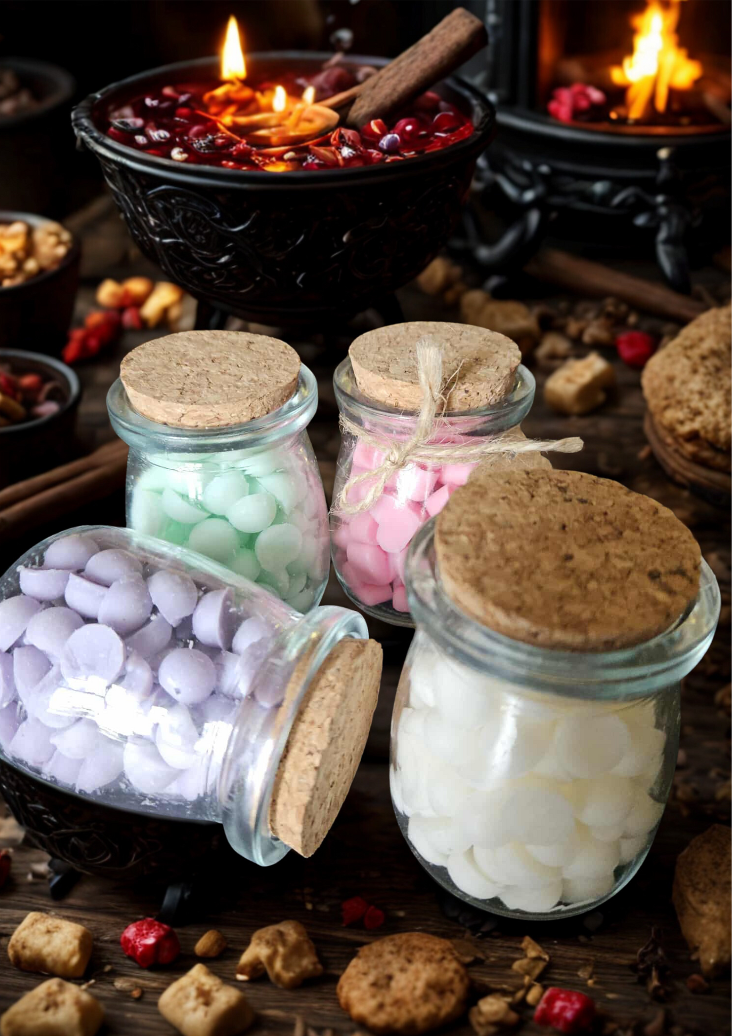 Spiced Cauldron / Chaudron Epicé – Melties — holiday candle; holiday candle, christmas scent, candy cane, pine, bougie de Noël, parfum hivernal