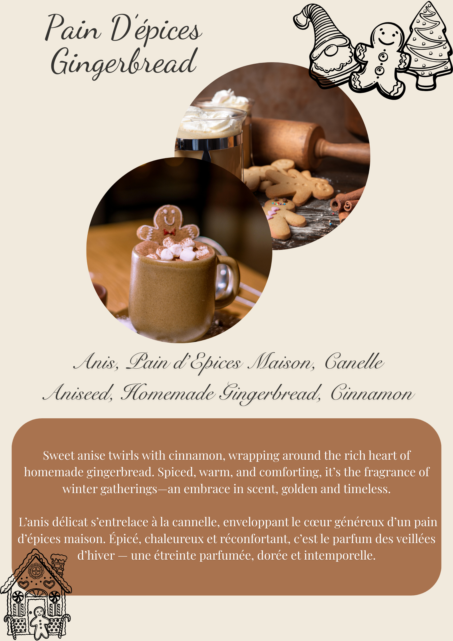 Gingerbread / Pain d’Épices – Single Round Triskel Wax Melt Flamme