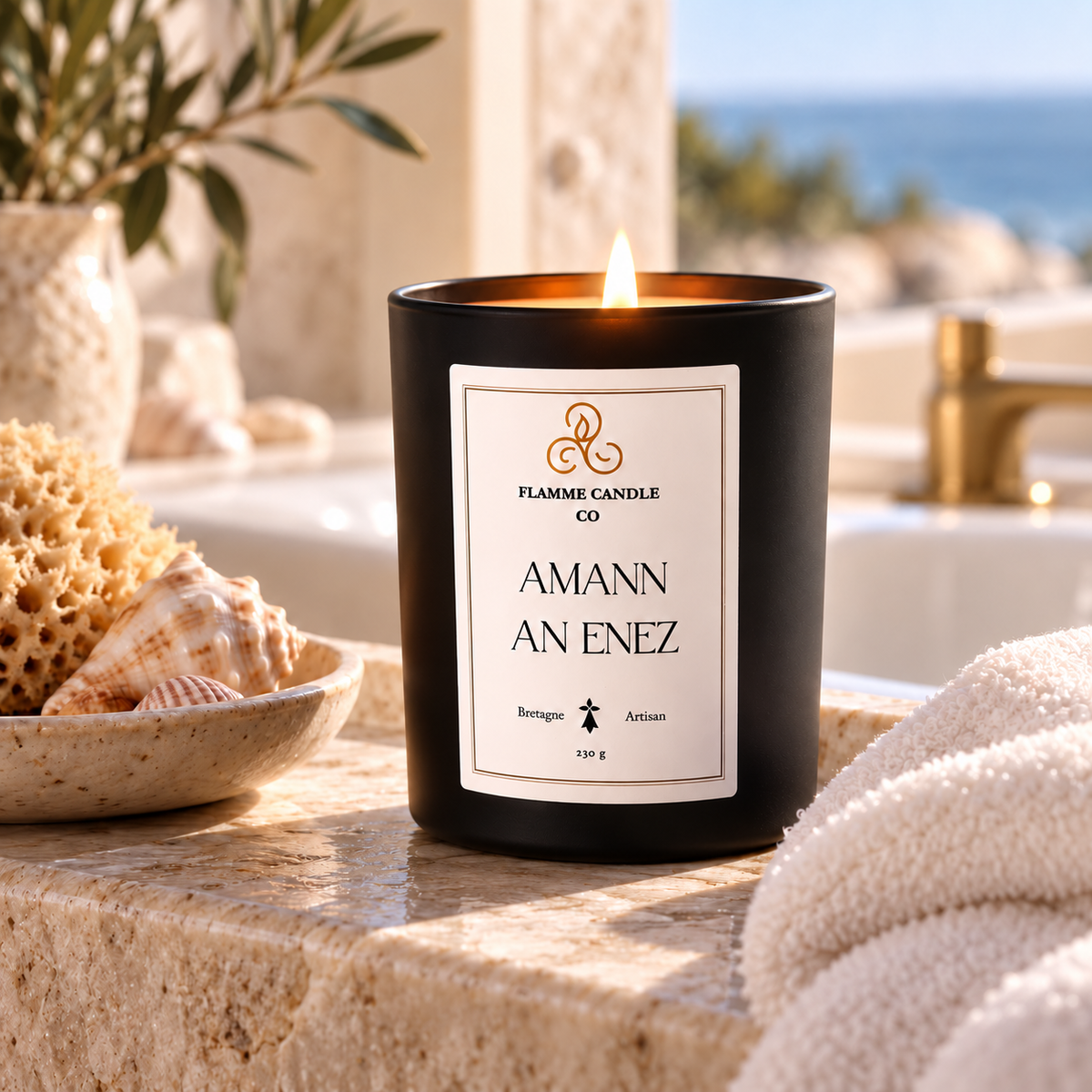 Amann an Enez – Buttery Croissant Coconut Soy Candle, Handmade in Brittany