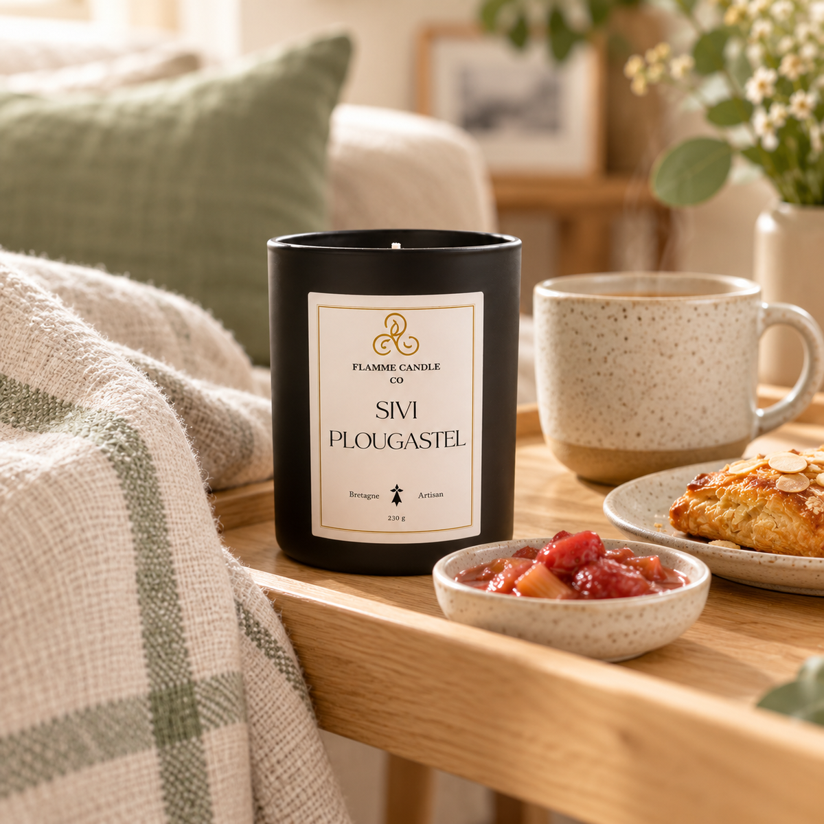Sivi Plougastel – Strawberry & Rhubarb Coconut Soy Candle, Handmade in Brittany
