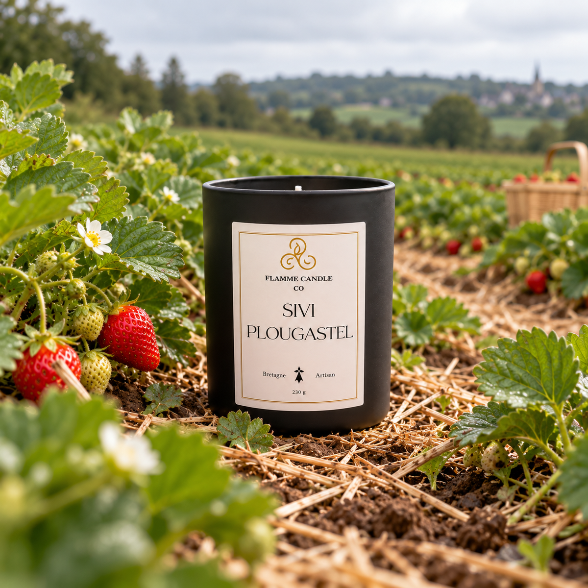 Sivi Plougastel – Strawberry & Rhubarb Coconut Soy Candle, Handmade in Brittany