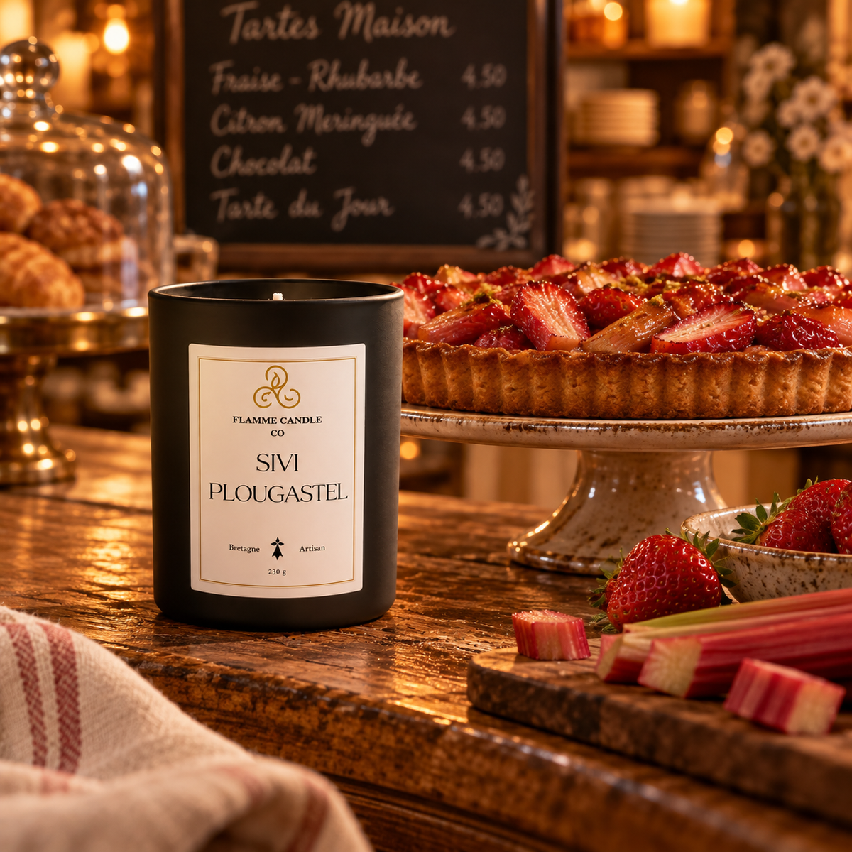 Sivi Plougastel – Strawberry & Rhubarb Coconut Soy Candle, Handmade in Brittany
