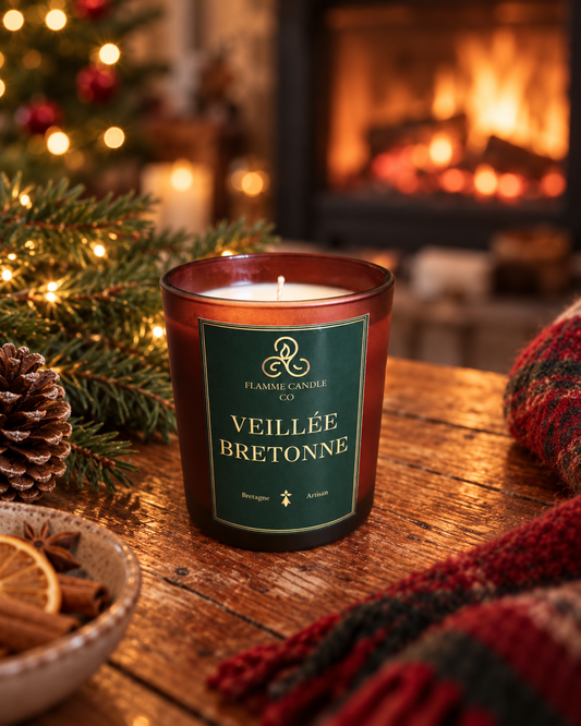 Veillée Bretonne - Bougie coco-soja et fondants de soja parfumés boisés et épicés | Fabriqués en Bretagne