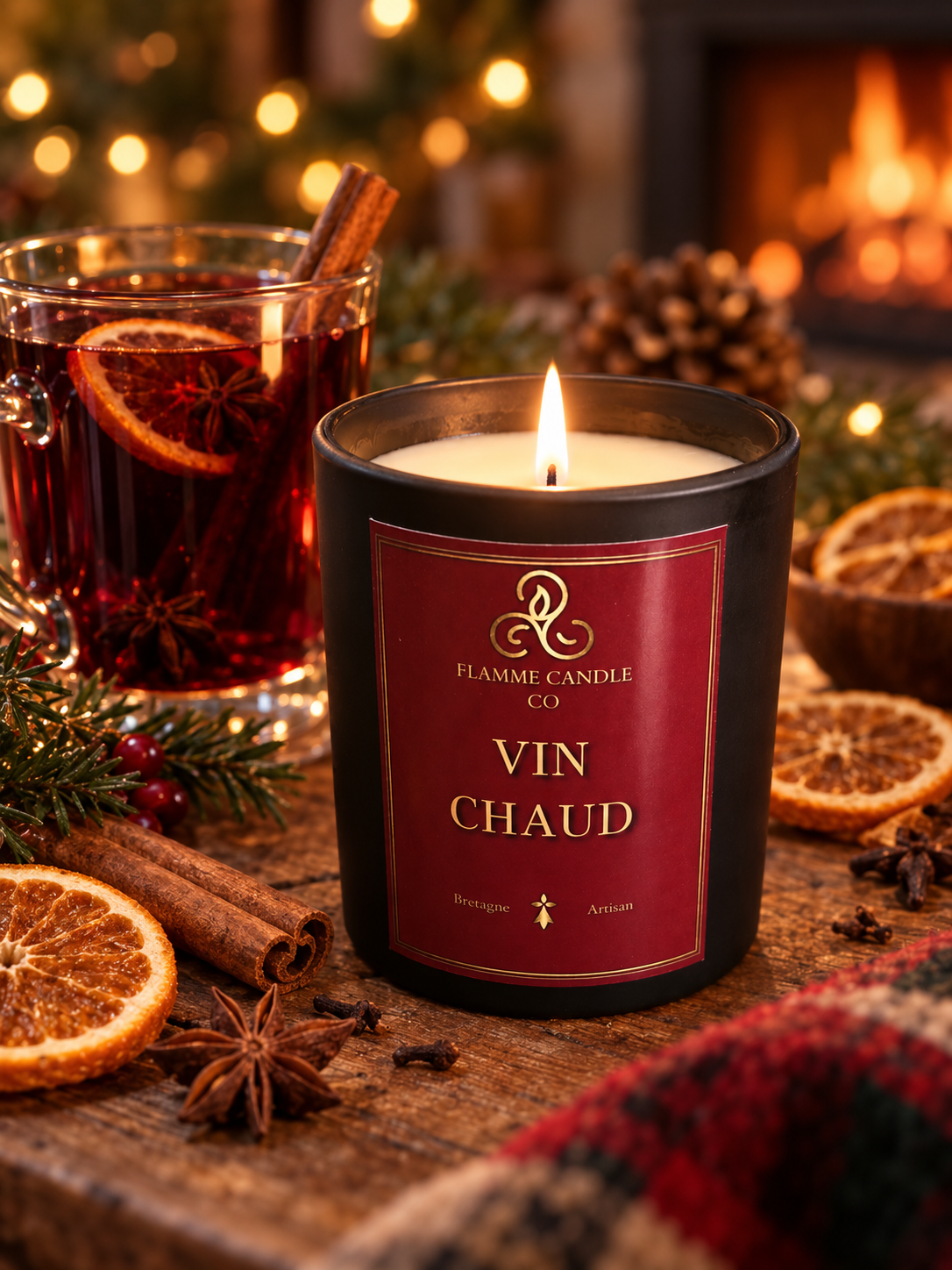 Vin Chaud - Bougie coco-soja et fondants de soja parfumés | Fabriqués en Bretagne