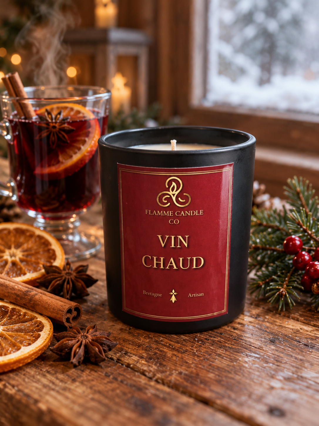 Vin Chaud - Bougie coco-soja et fondants de soja parfumés | Fabriqués en Bretagne