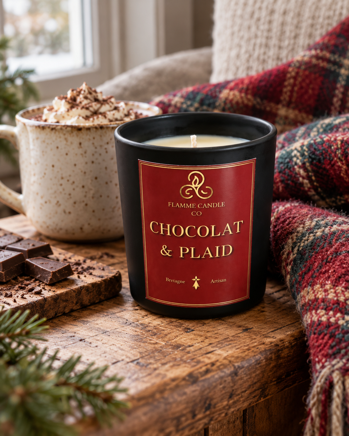 Chocolat & Plaid - Bougie coco-soja et fondants de soja parfumés gourmands | Fabriqués en Bretagne