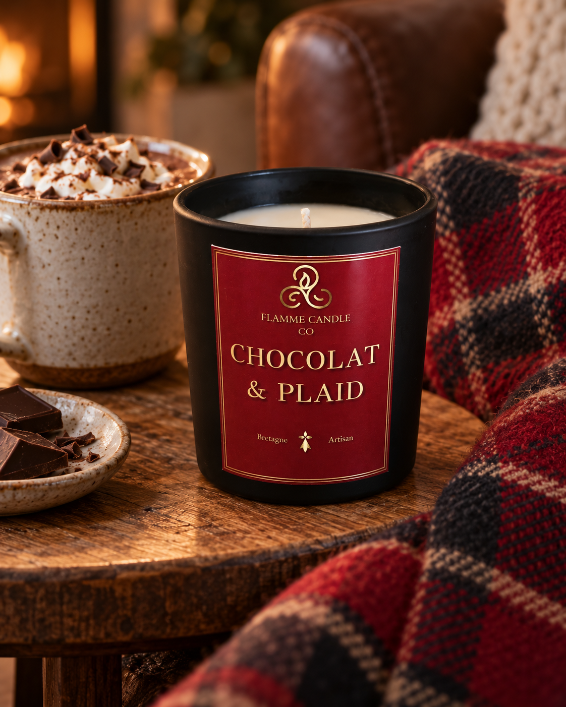 Chocolat & Plaid - Bougie coco-soja et fondants de soja parfumés gourmands | Fabriqués en Bretagne