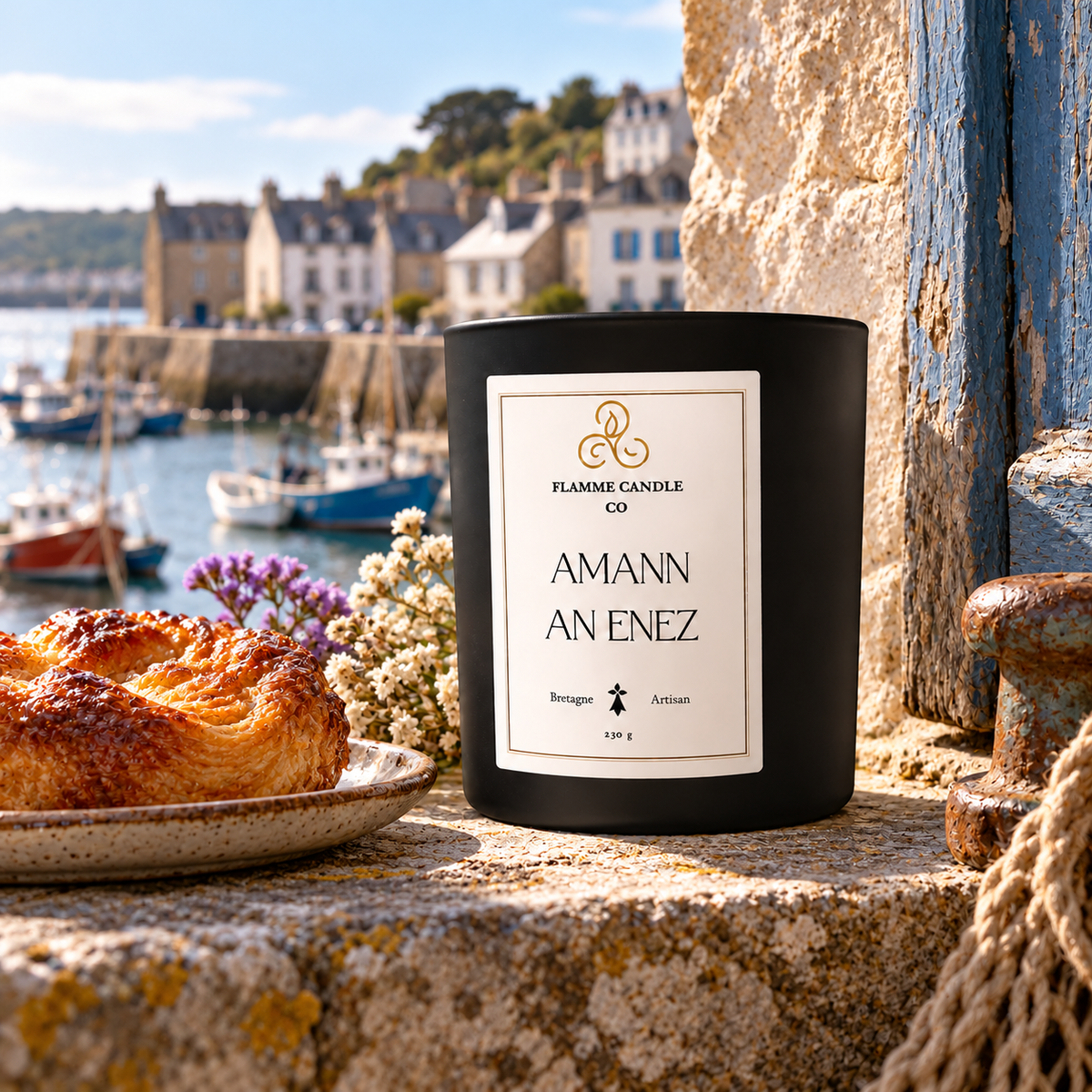 Amann an Enez – Buttery Croissant Coconut Soy Candle, Handmade in Brittany