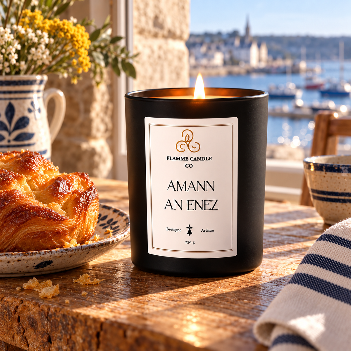Amann an Enez – Buttery Croissant Coconut Soy Candle, Handmade in Brittany