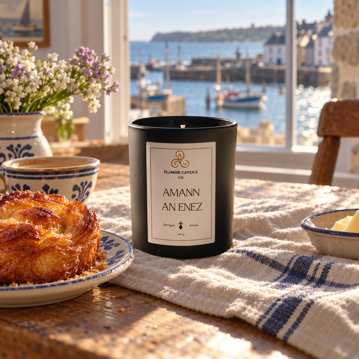 Amann an Enez – Buttery Croissant Coconut Soy Candle, Handmade in Brittany