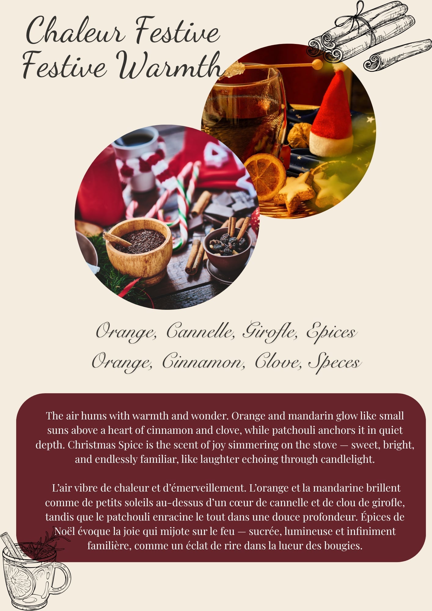 Festive Warmth/Chaleur Festive– Clamshell Wax Melt — general candle; home fragrance, clean candle, minimal décor, bougie artisanale