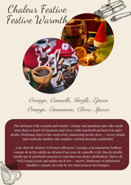 Festive Warmth/Chaleur Festive– Clamshell Wax Melt — general candle; home fragrance, clean candle, minimal décor, bougie artisanale