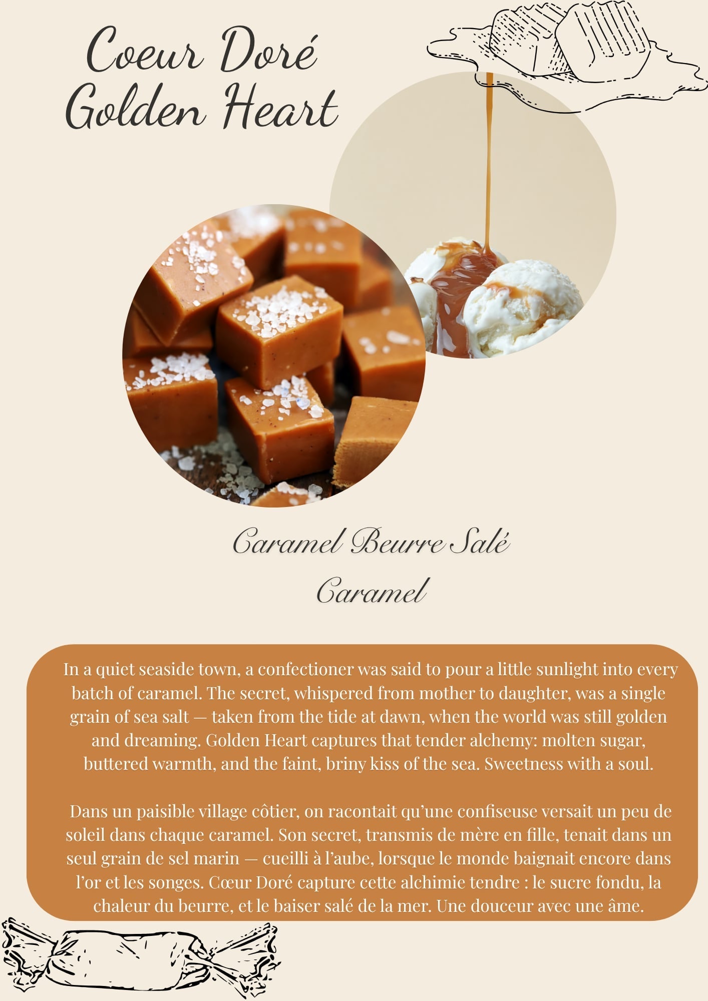 Golden Heart / Cœur Doré – Clamshell Wax Melt — general candle; home fragrance, clean candle, minimal décor, bougie artisanale