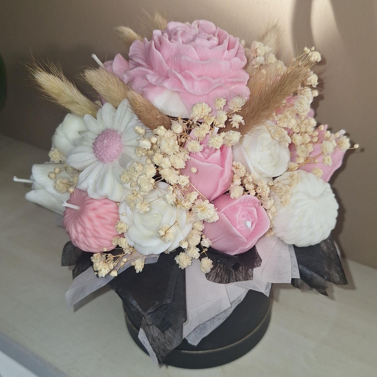 Wax Flower Bouquet: Handmade, Scented - Custom Size Options Flamme Candle Co