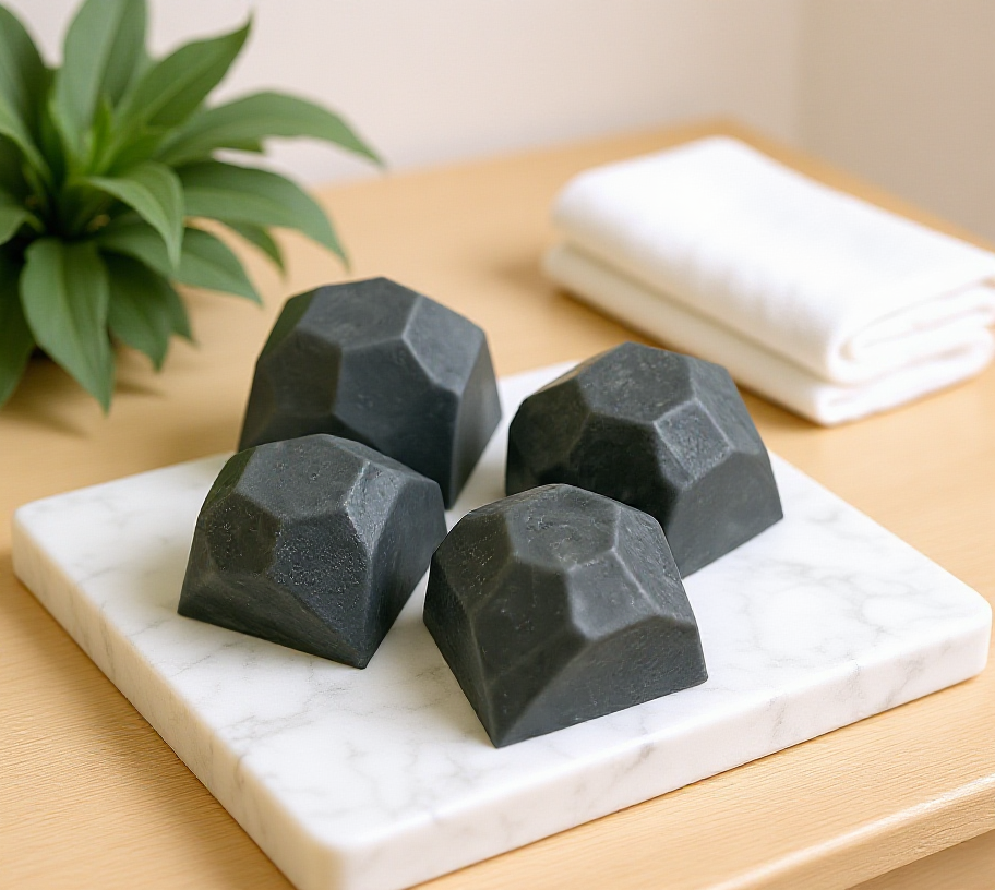 Flamme Candle Co mini wax melts in black geometric shapes