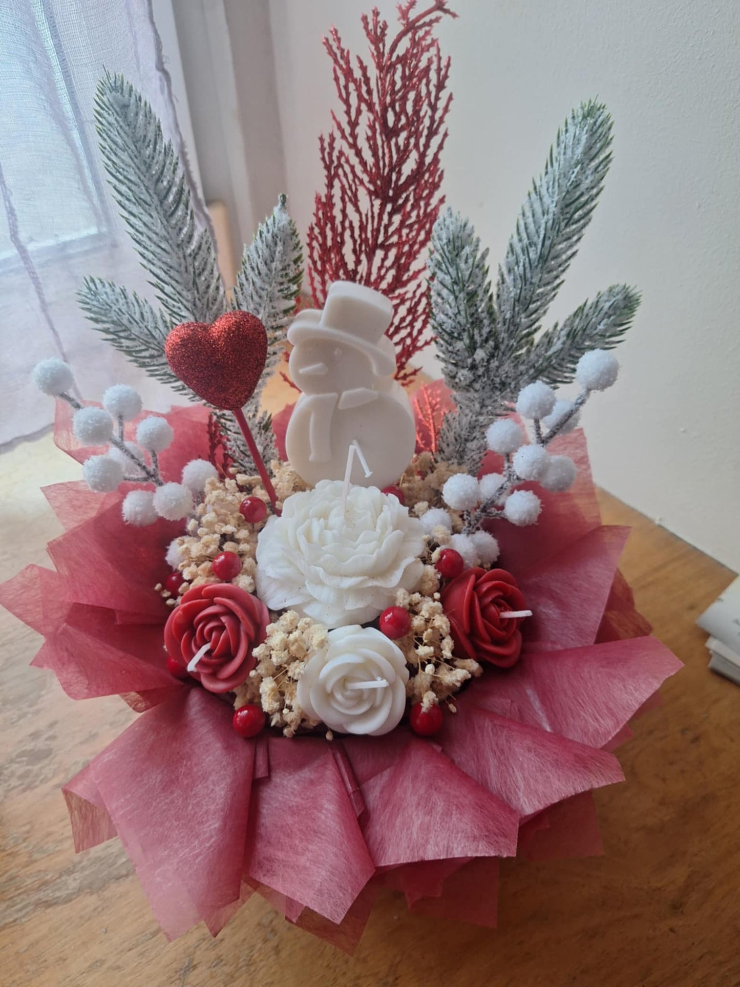 Floral Bouquet Candle – Hand Poured Premium Wax Candle with Garden Rose Scent Flamme candle co