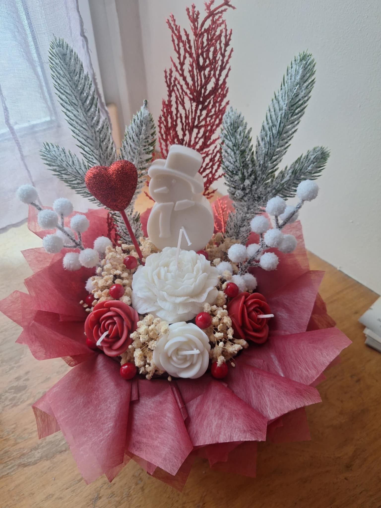 Floral Bouquet Candle – Hand Poured Premium Wax Candle with Garden Rose Scent Flamme candle co