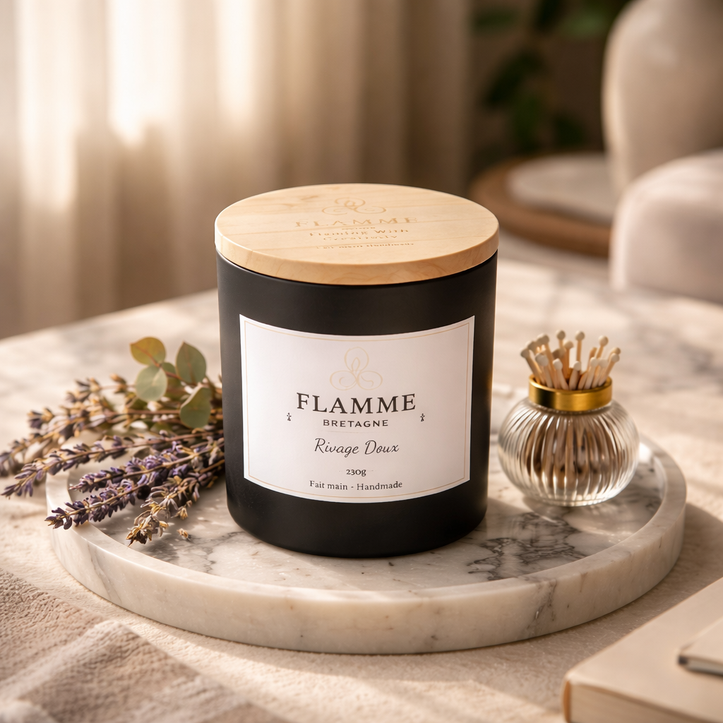 Fruity Soy Candle Rivage Doux 230g – Coconut Praline Vanilla Scented Jar Flamme candle co