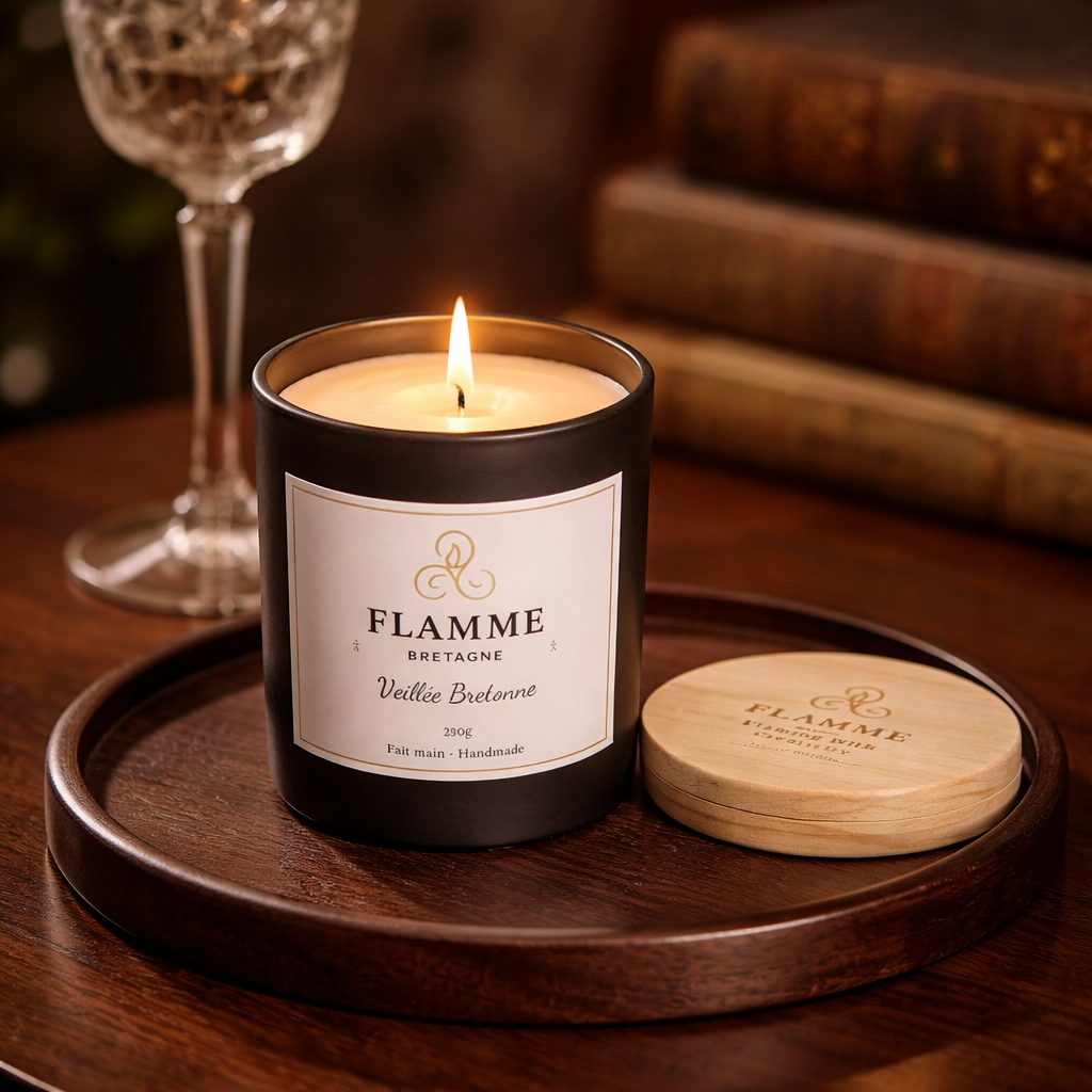 Soy Wax Candle Veillée Bretonne 230g – Hand Poured Coconut, Sandalwood & Amber Flamme Candle Co