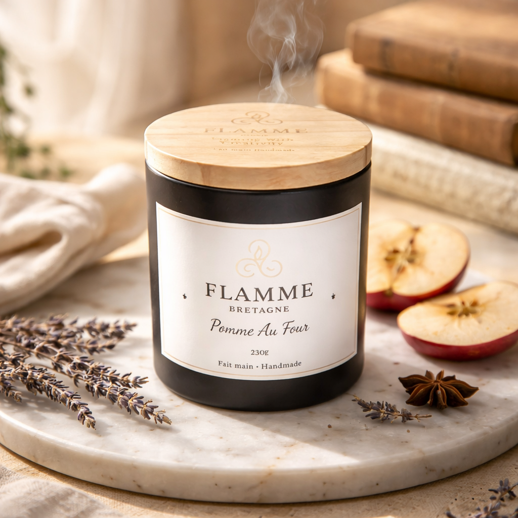 Baked Apple Soy Candle – 230g Hand Poured Coconut Soy Wax with Cinnamon & Caramel Flamme Candle Co