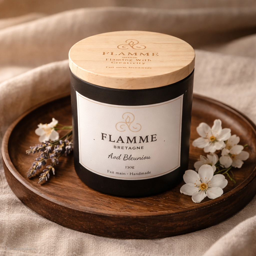 Coconut Soy Candle Hand Poured 230g Aod Bleuniou – Eco Friendly Floral & Sandalwood Flamme Candle Co
