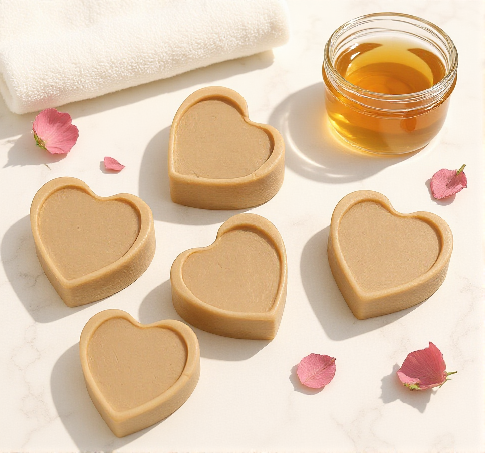 Flamme Candle Co mini wax melts in tan heart shapes