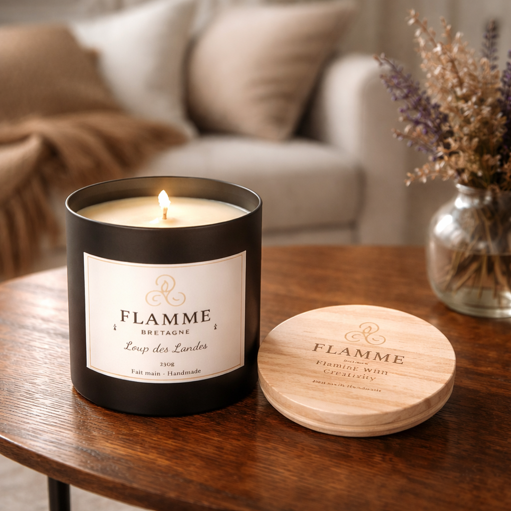 Moorland Wolf Candle - Loup des Landes 230g Hand Poured Earthy Woody Scent Flamme Candle Co