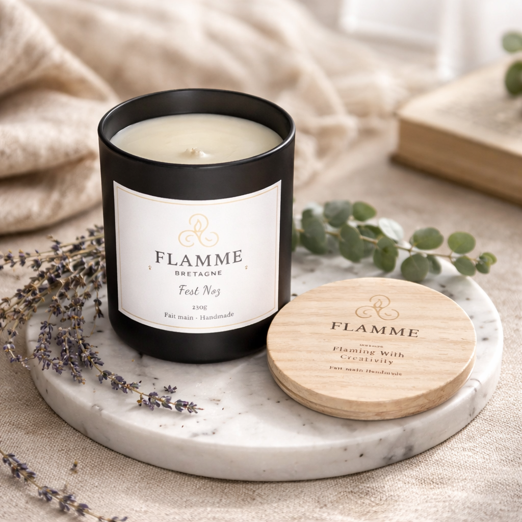 Soy Wax Candle 230g Fest Noz – Hand Poured, Amber & Floral Fragrance Flamme Candle Co